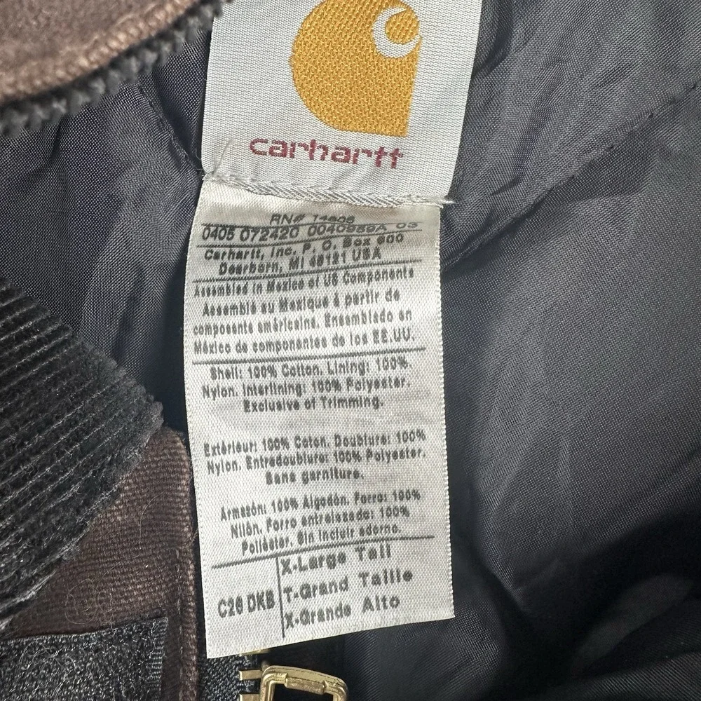 Mens XL TALL XLT Carhartt C26 DKB Chore Coat Jacket w/ Detachable Hood A148 DKB